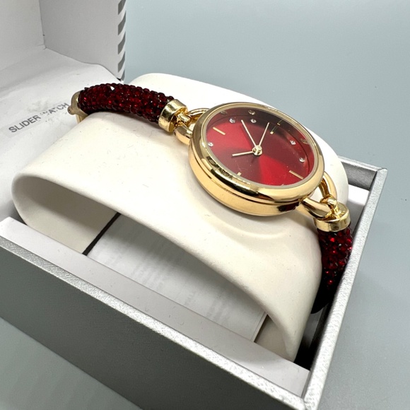 I.N.C. International Concepts Red & Gold Womens Quartz Watch - Picture 2 of 6